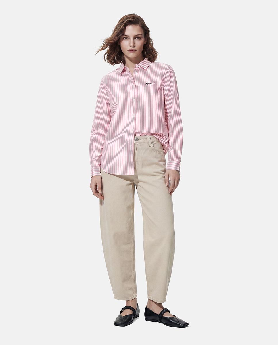 Camisa às Riscas Rosa-3
