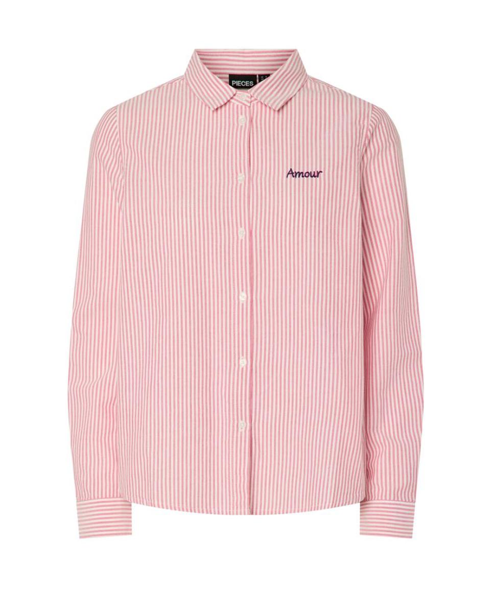 Camisa às Riscas Rosa-5
