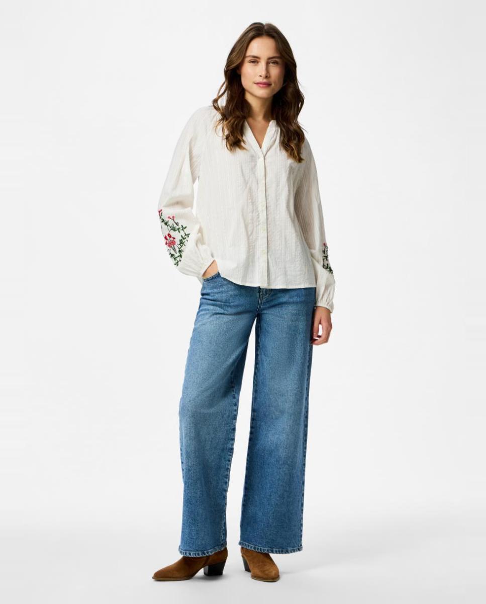 Blusa de Manga Comprida com Bordado Branco-6