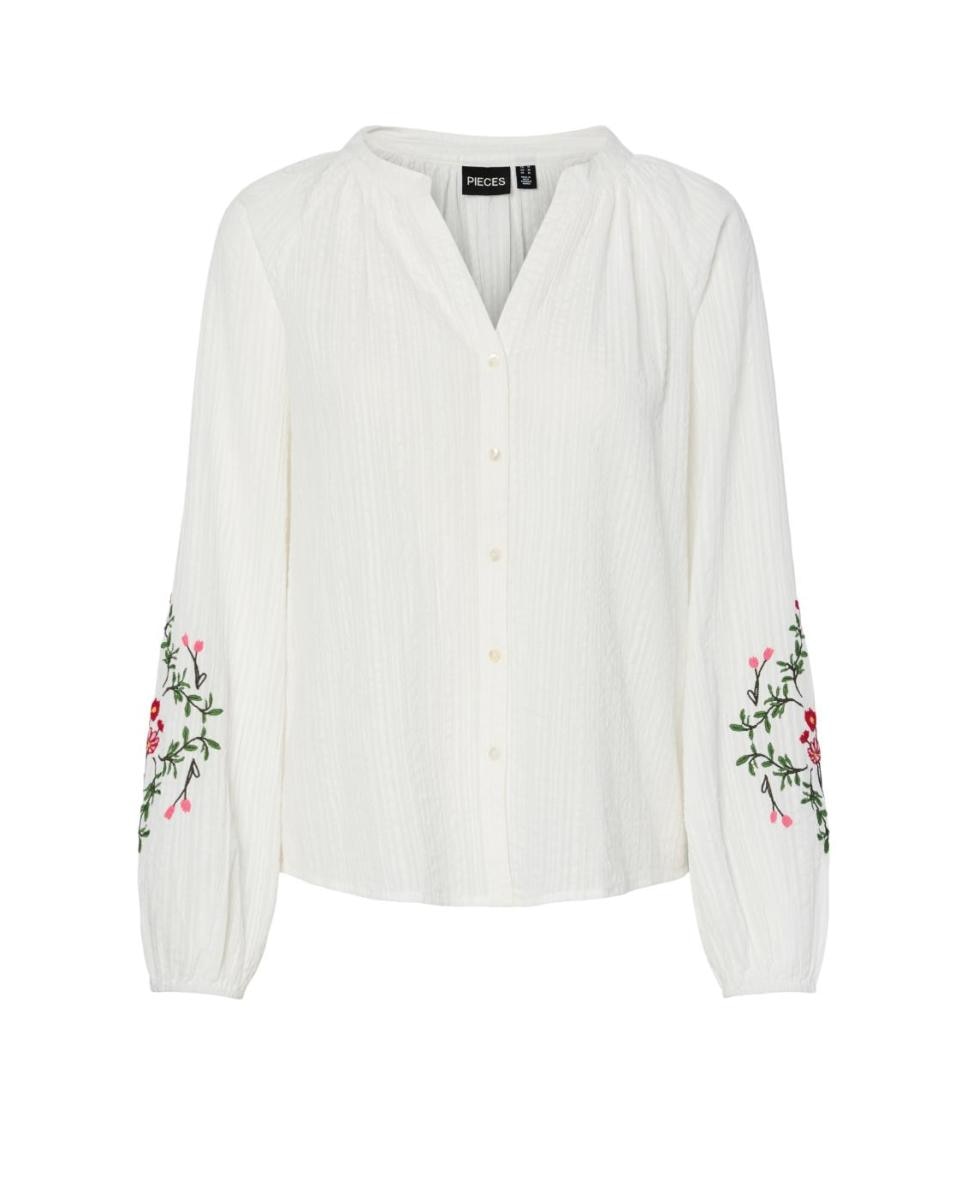 Blusa de Manga Comprida com Bordado Branco-4