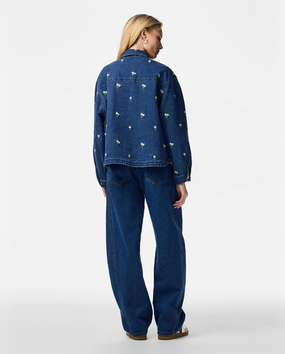 Camisa de Ganga com Bordados Azul-marinho-2