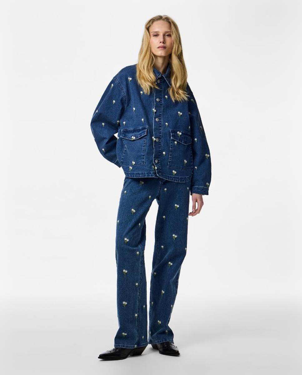 Camisa de Ganga com Bordados Azul-marinho-6