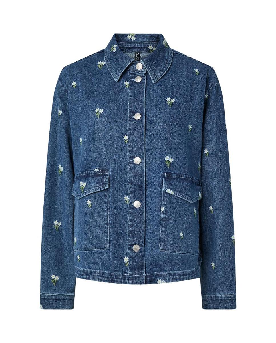 Camisa de Ganga com Bordados Azul-marinho-4