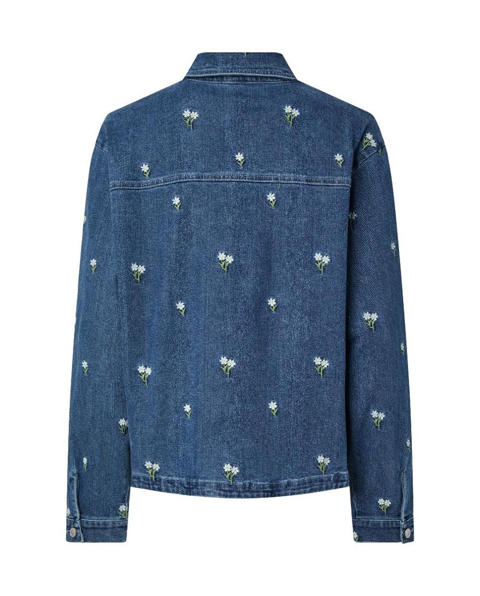 Camisa de Ganga com Bordados Azul-marinho-5