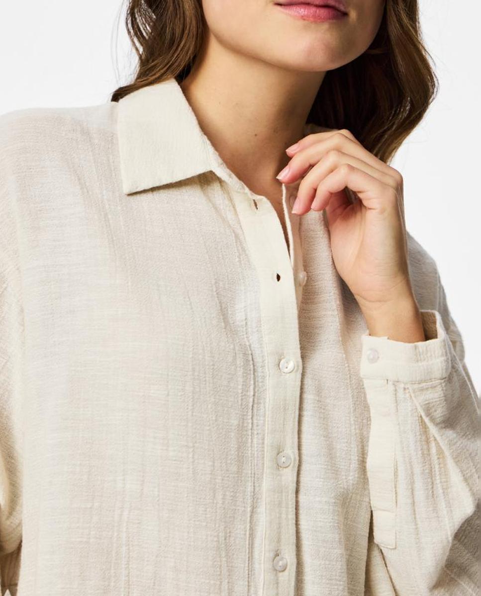 Camisa de Algodão com Manga Comprida Cru-4