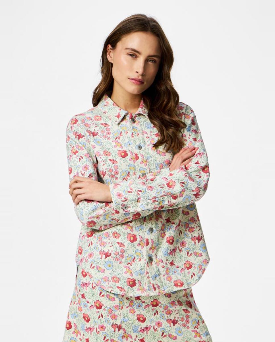 Imagem 0 de Camisa de Ganga com Estampado Floral