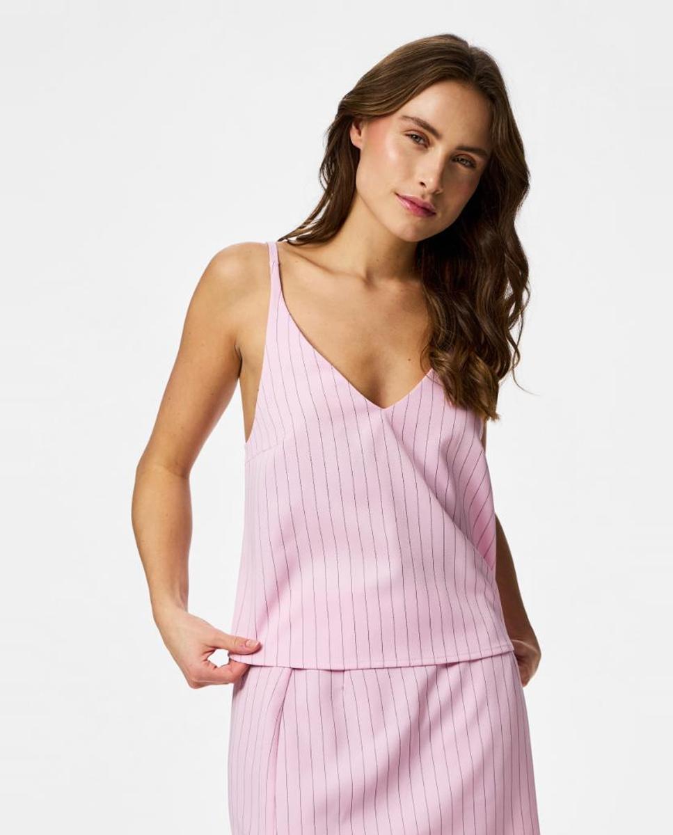 Imagen 1 de Top de raya diplomática y tirantes de mujer - Pieces - Rosa claro Rosa claro