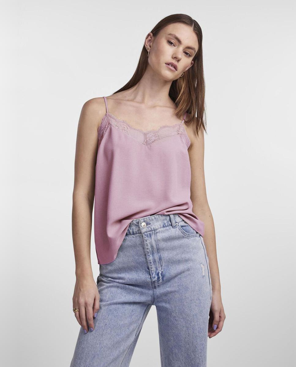 Top Rendilhado de Alças Lilás-1