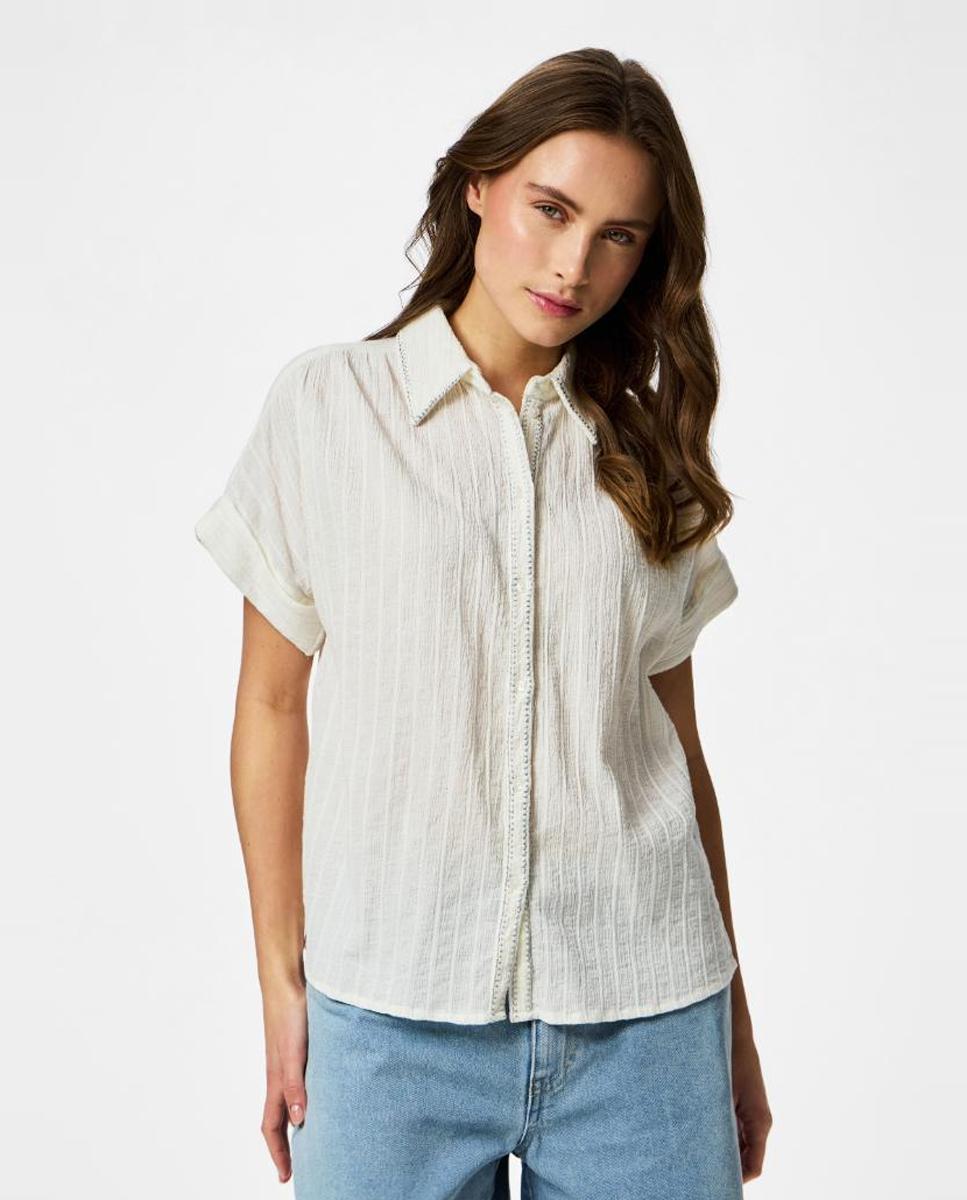 Pieces - Camisa de manga corta y algodón de mujer.