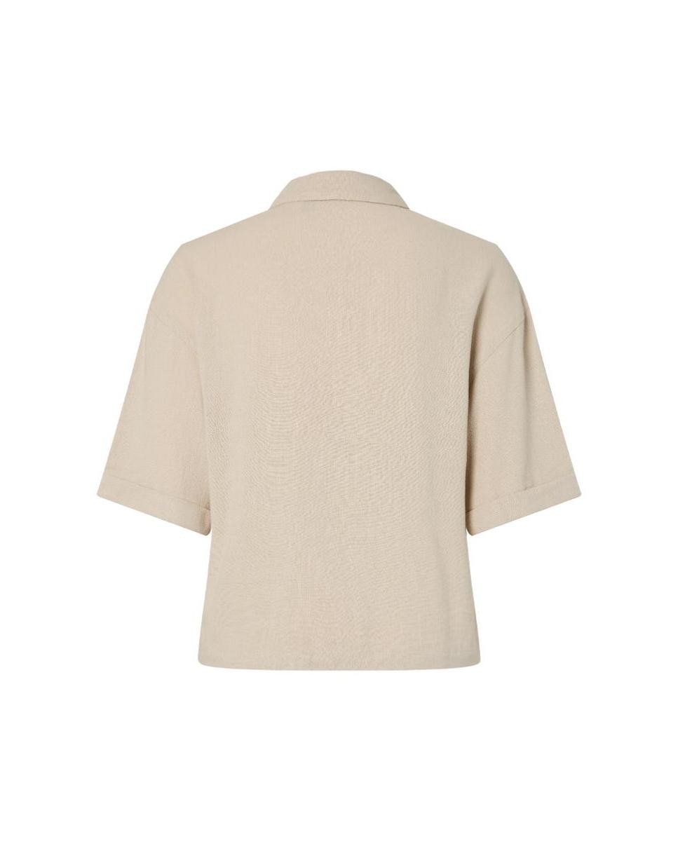Camisa de Linho com Manga Curta Cru-5