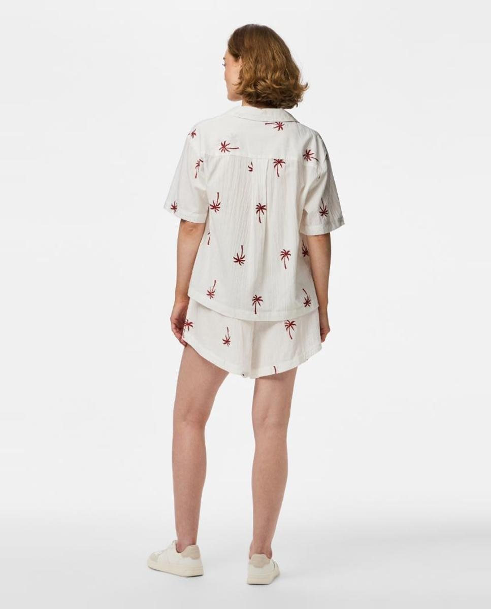 Camisa de Algodão com Manga Curta Branco-2