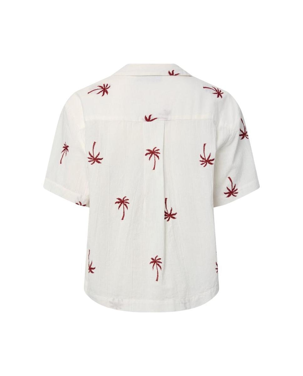 Camisa de Algodão com Manga Curta Branco-5