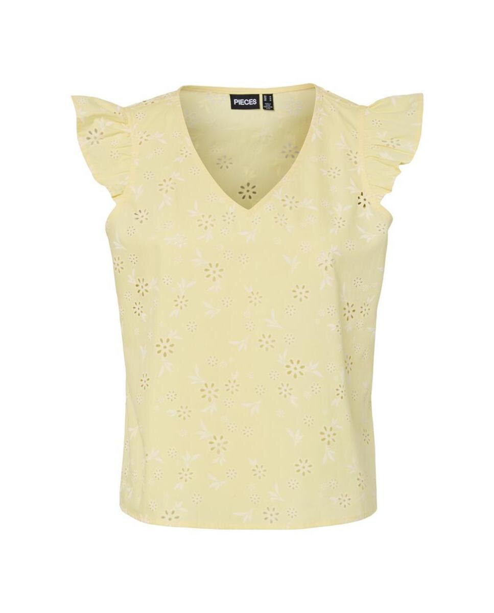 Top sin mangas y volantes de mujer - Pieces - Amarillo Amarillo-6