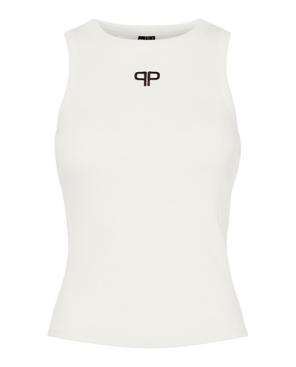 Camiseta de mujer sin mangas con cuello redondo. - Pieces - Blanco Blanco-5
