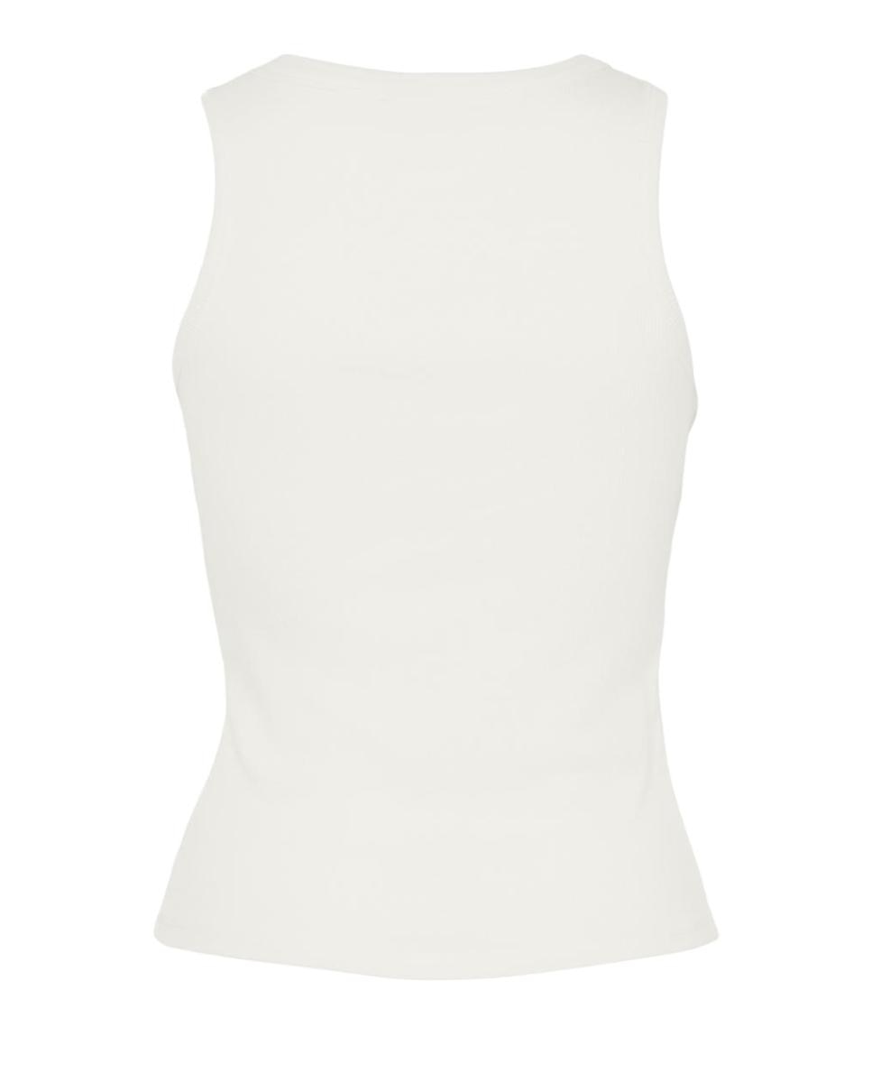 Camiseta de mujer sin mangas con cuello redondo. - Pieces - Blanco Blanco-6