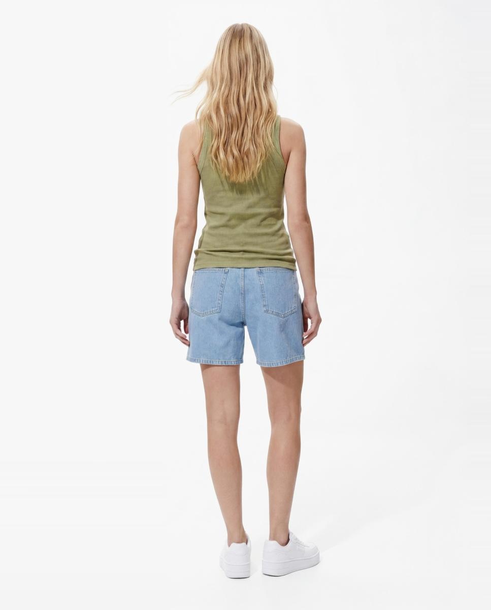 T-shirt sem Mangas e com Decote Redondo Verde-claro-2