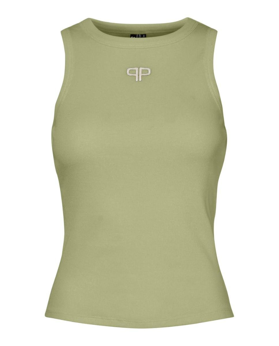 T-shirt sem Mangas e com Decote Redondo Verde-claro-5