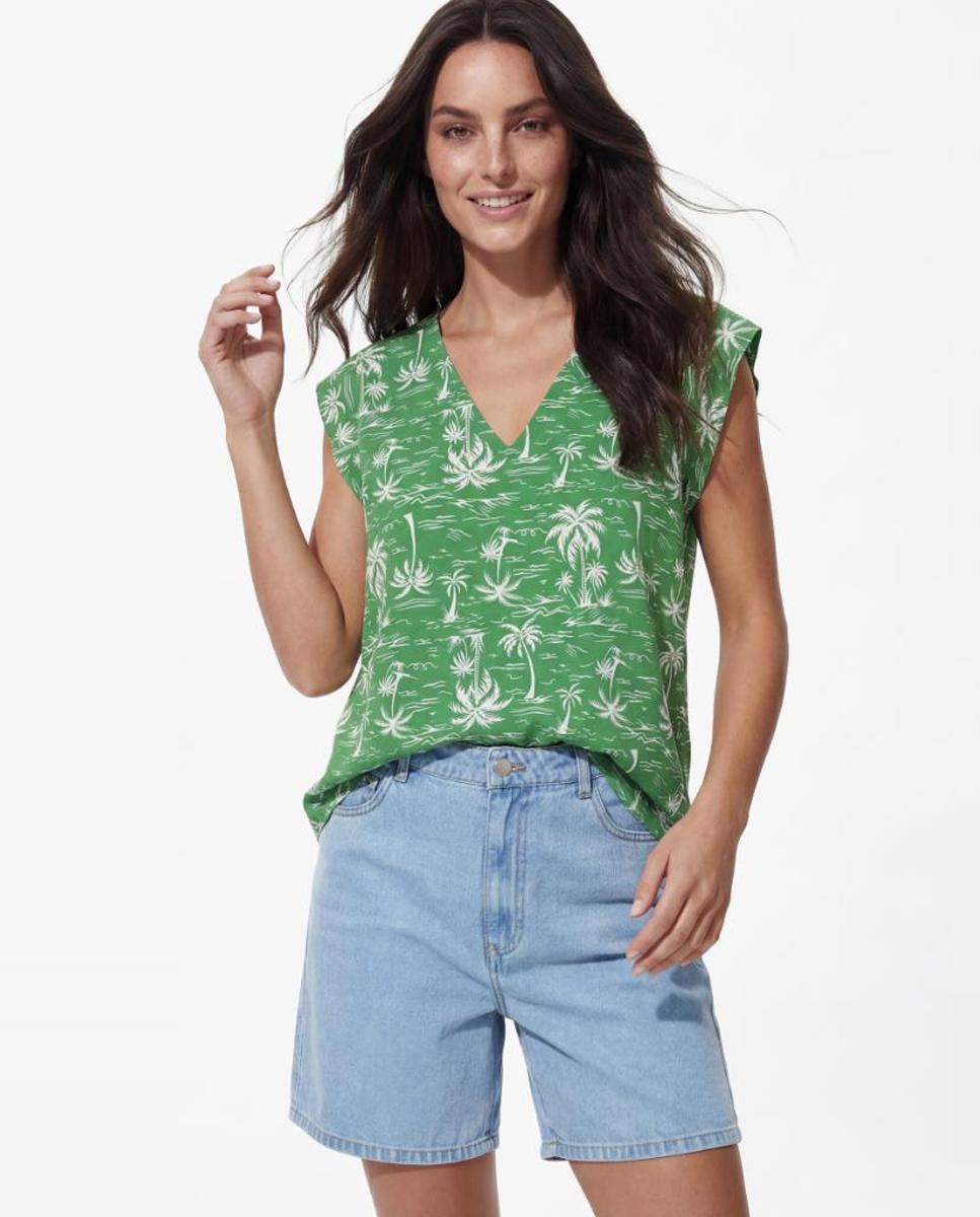 Imagem 0 de Blusa com Decote em Bico e Manga Curta