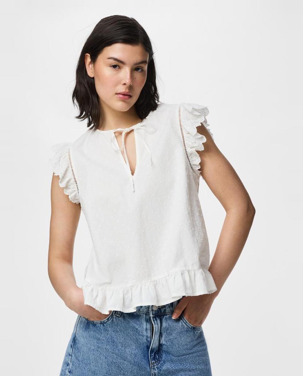 Pieces - Top de mujer sin mangas con cuello redondo..