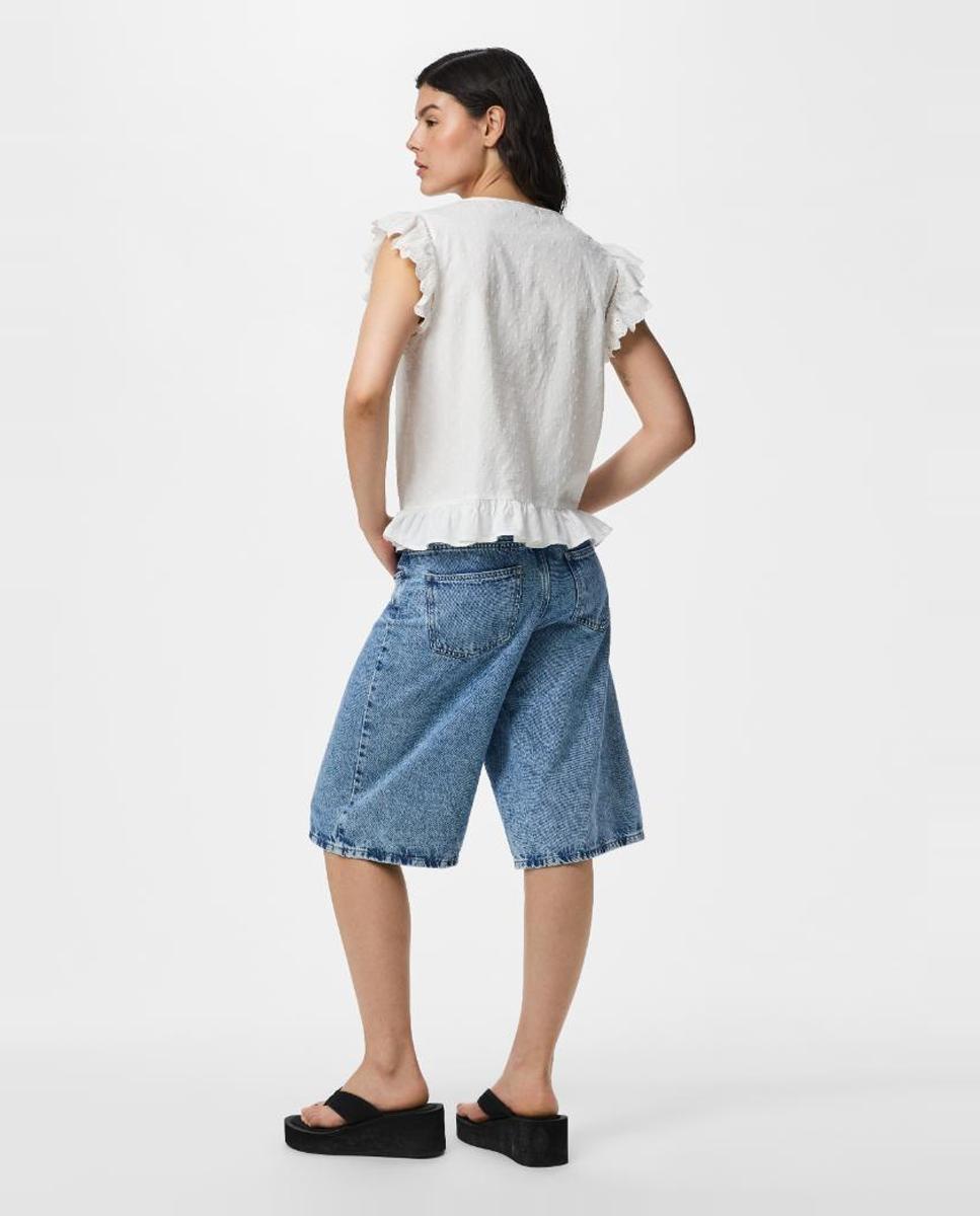 Top de mujer sin mangas con cuello redondo. - Pieces - Blanco Blanco-2