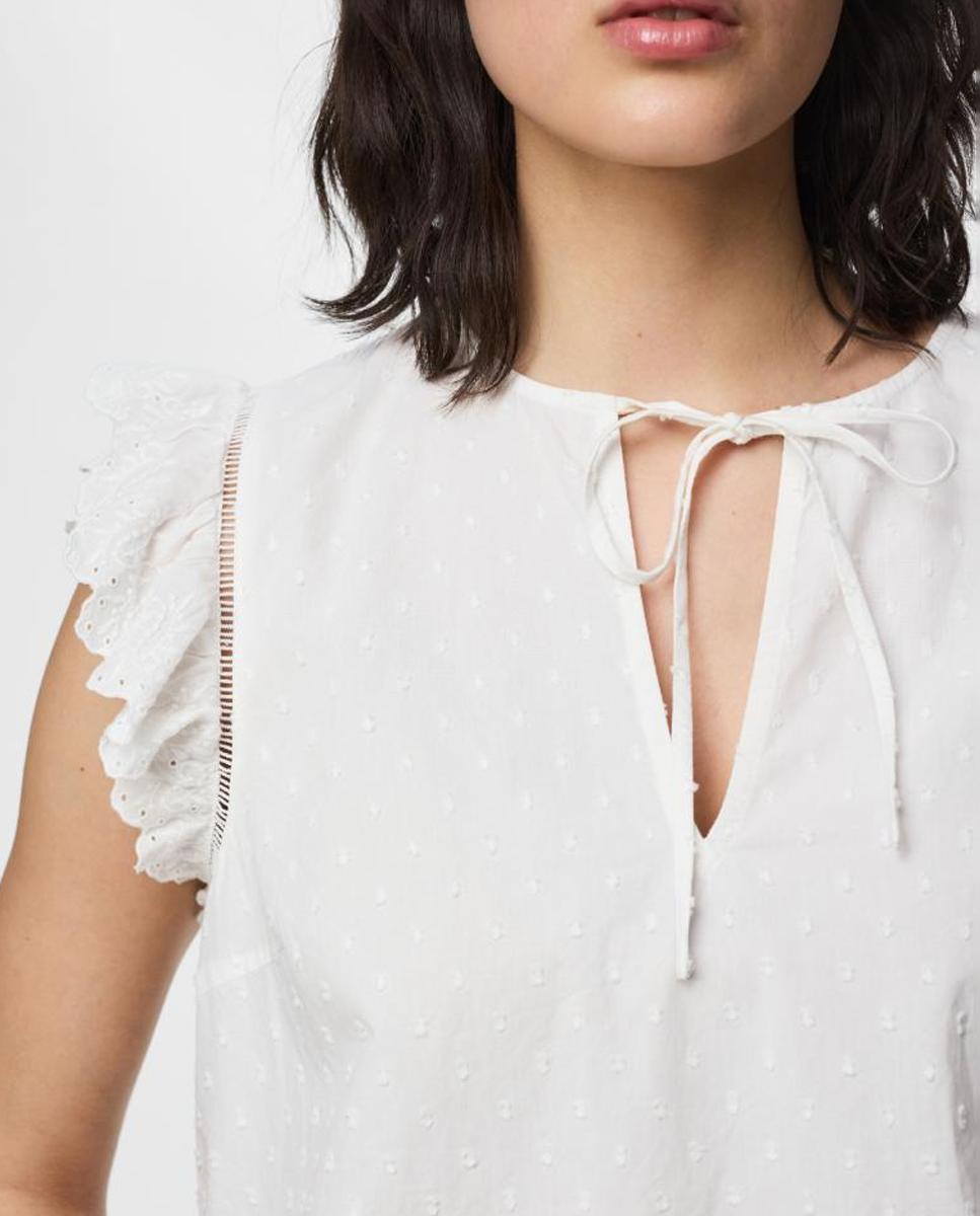 Top de mujer sin mangas con cuello redondo. - Pieces - Blanco Blanco-4