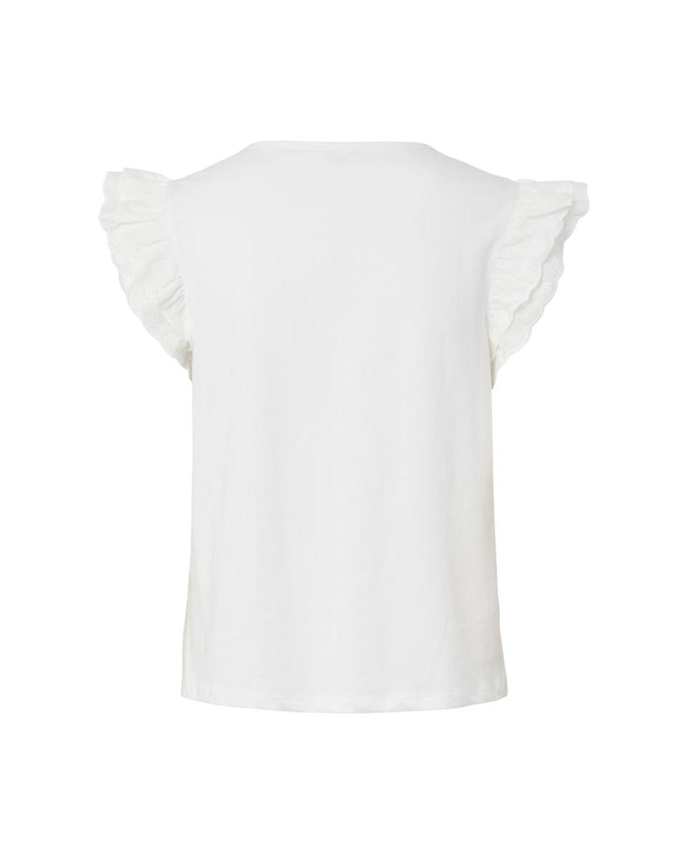 T-shirt sem Mangas e com Decote Redondo. Branco-6