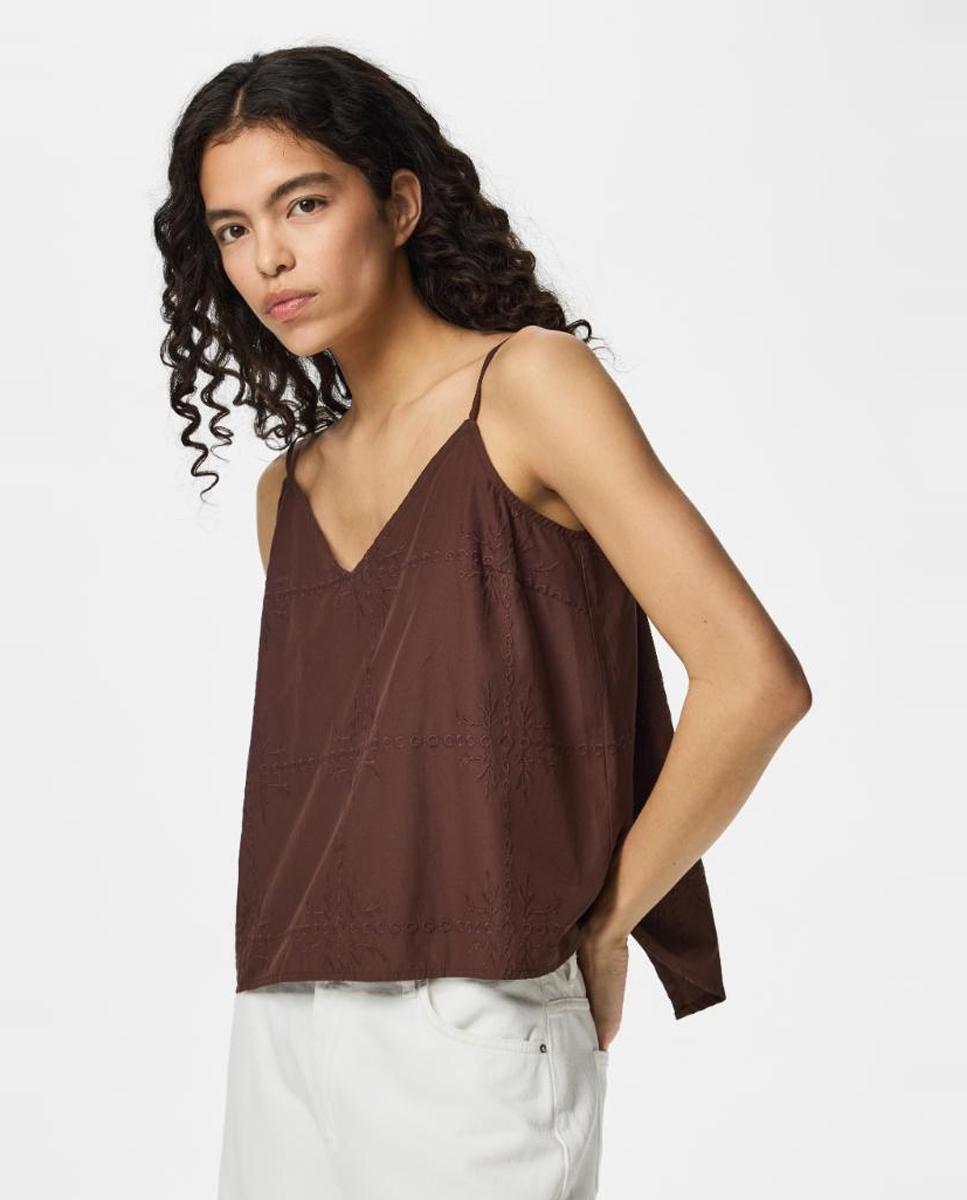 Pieces - Top de mujer de tirantes y escote pico..