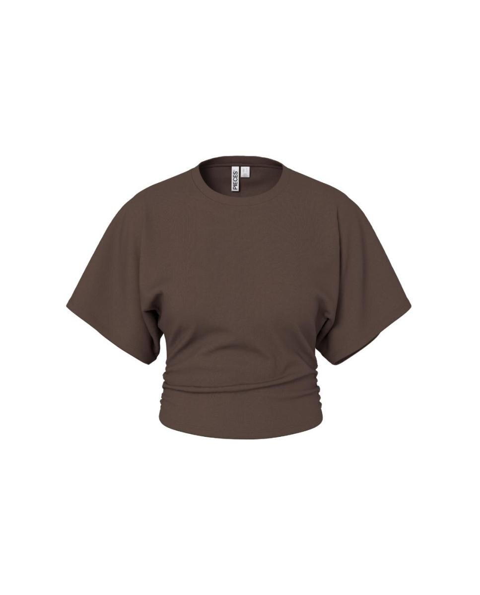 Camisola de Manga Comprida com Decote Redondo Castanho-escuro-5