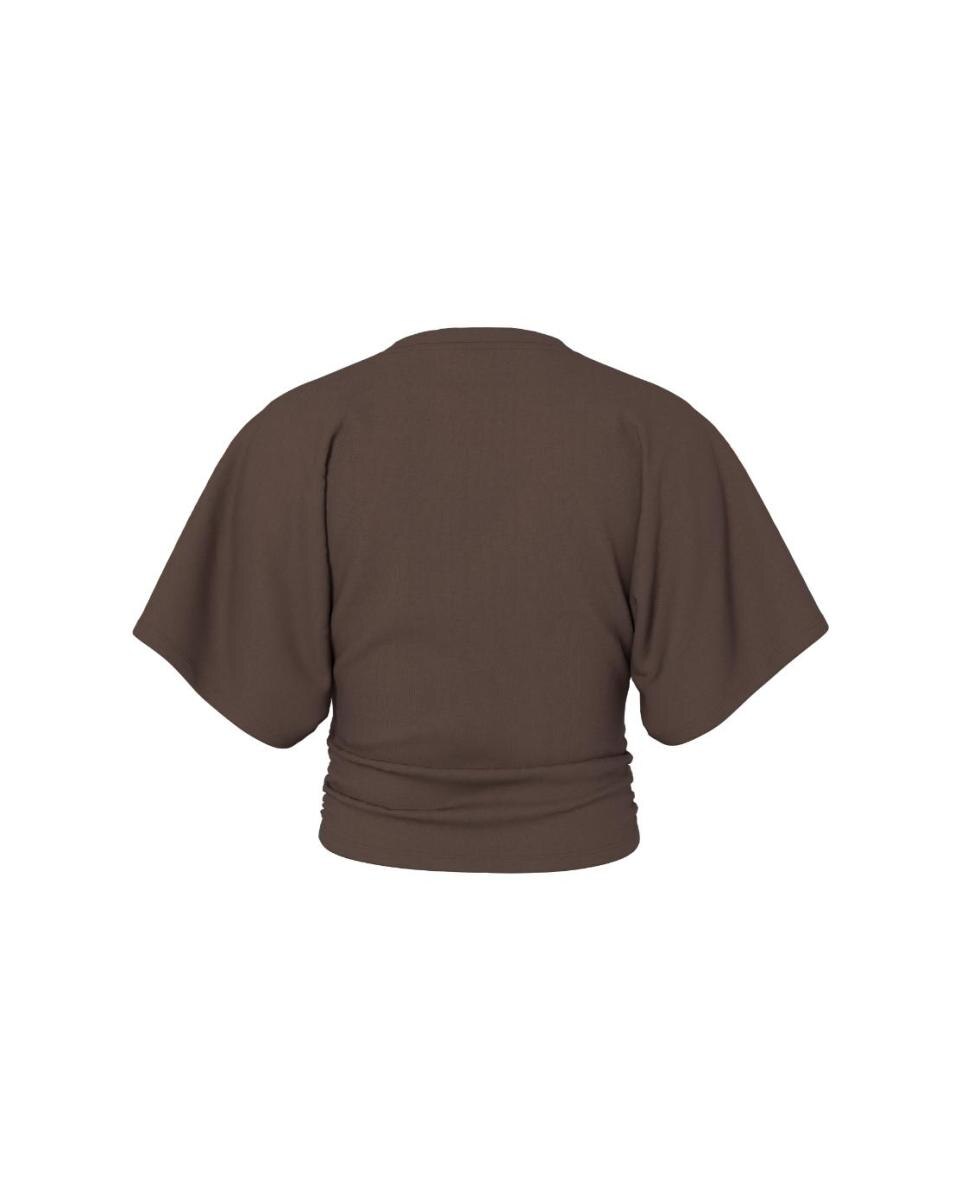 Camisola de Manga Comprida com Decote Redondo Castanho-escuro-6
