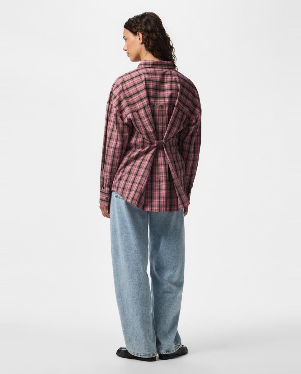 Camisa de mujer con cuello camisero - Pieces - Marrón Marrón-2