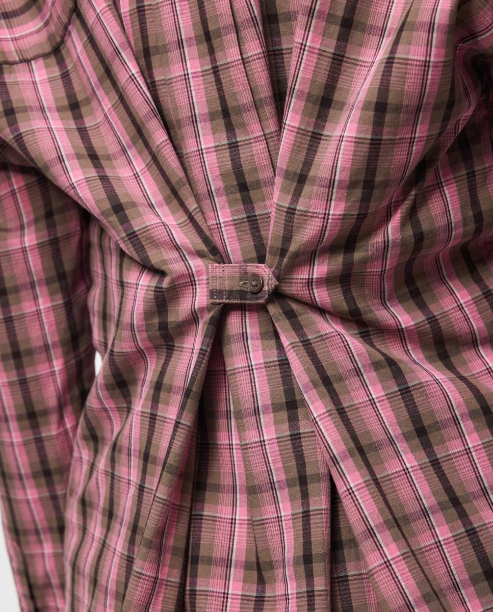 Camisa de mujer con cuello camisero - Pieces - Marrón Marrón-3