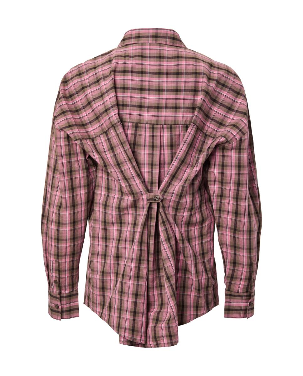 Camisa de mujer con cuello camisero - Pieces - Marrón Marrón-5