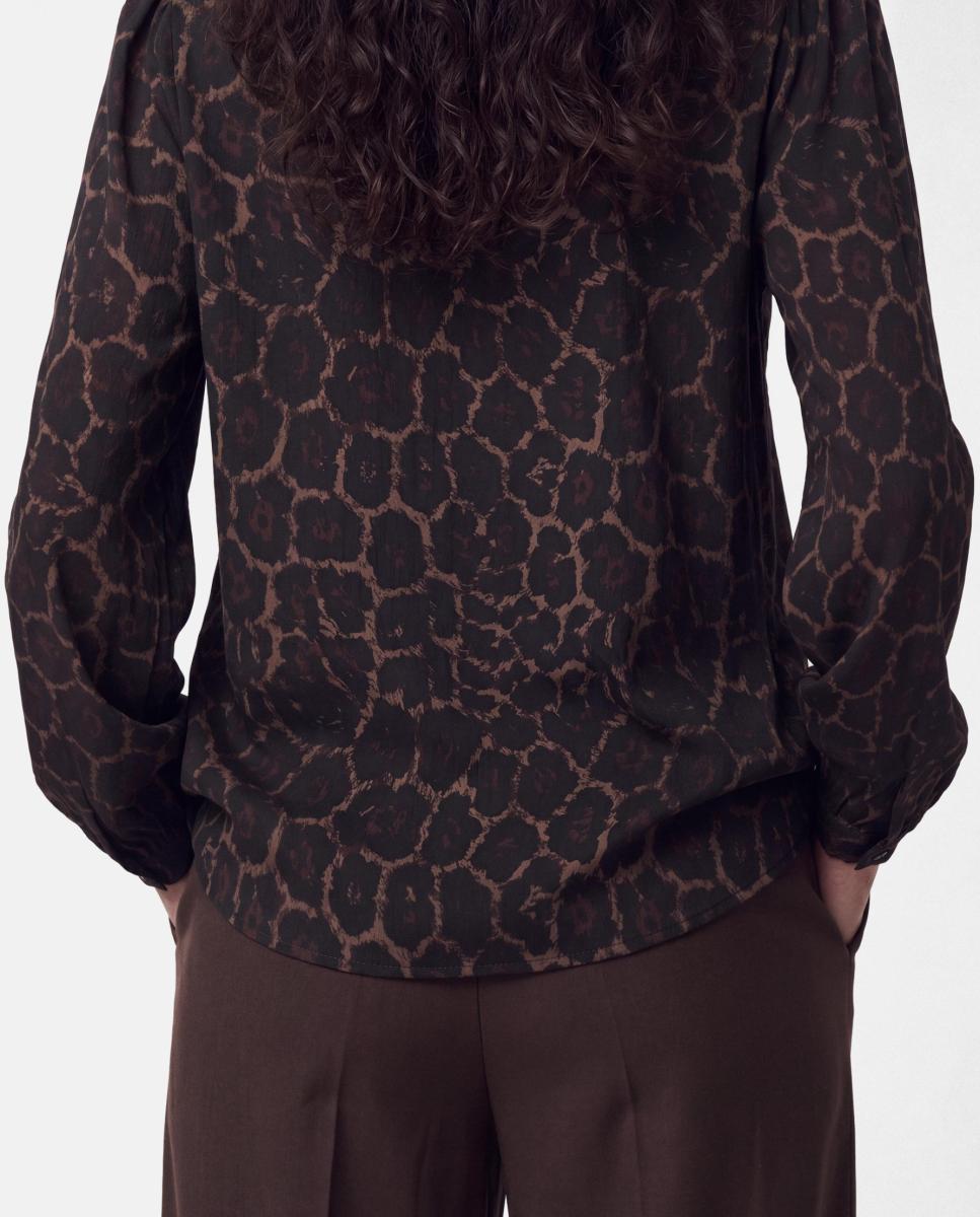 Blusa de mujer con escote pico y manga larga - Pieces - Negro Negro-2