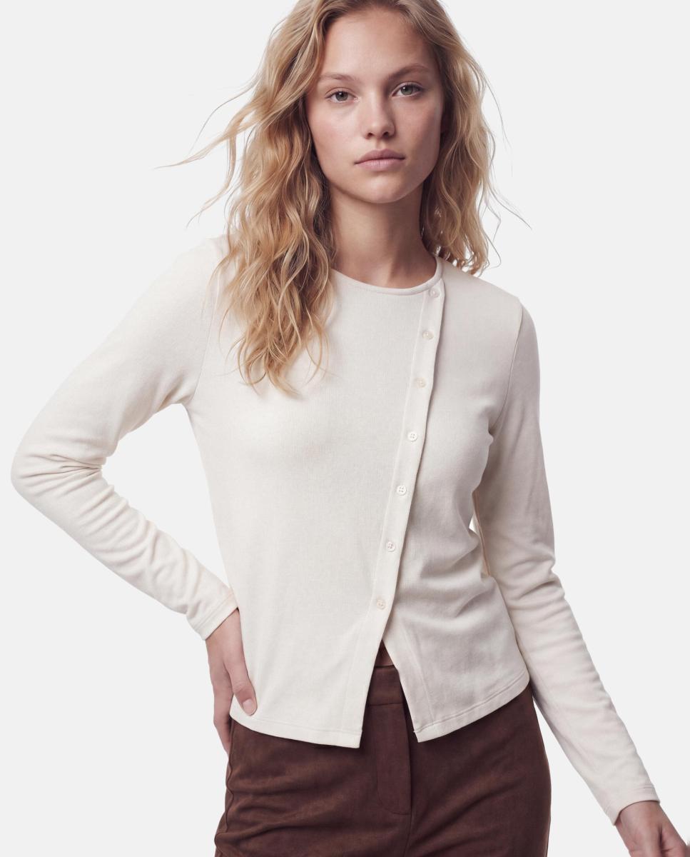 Top asimétrico de mujer - Pieces - Blanco Blanco-1