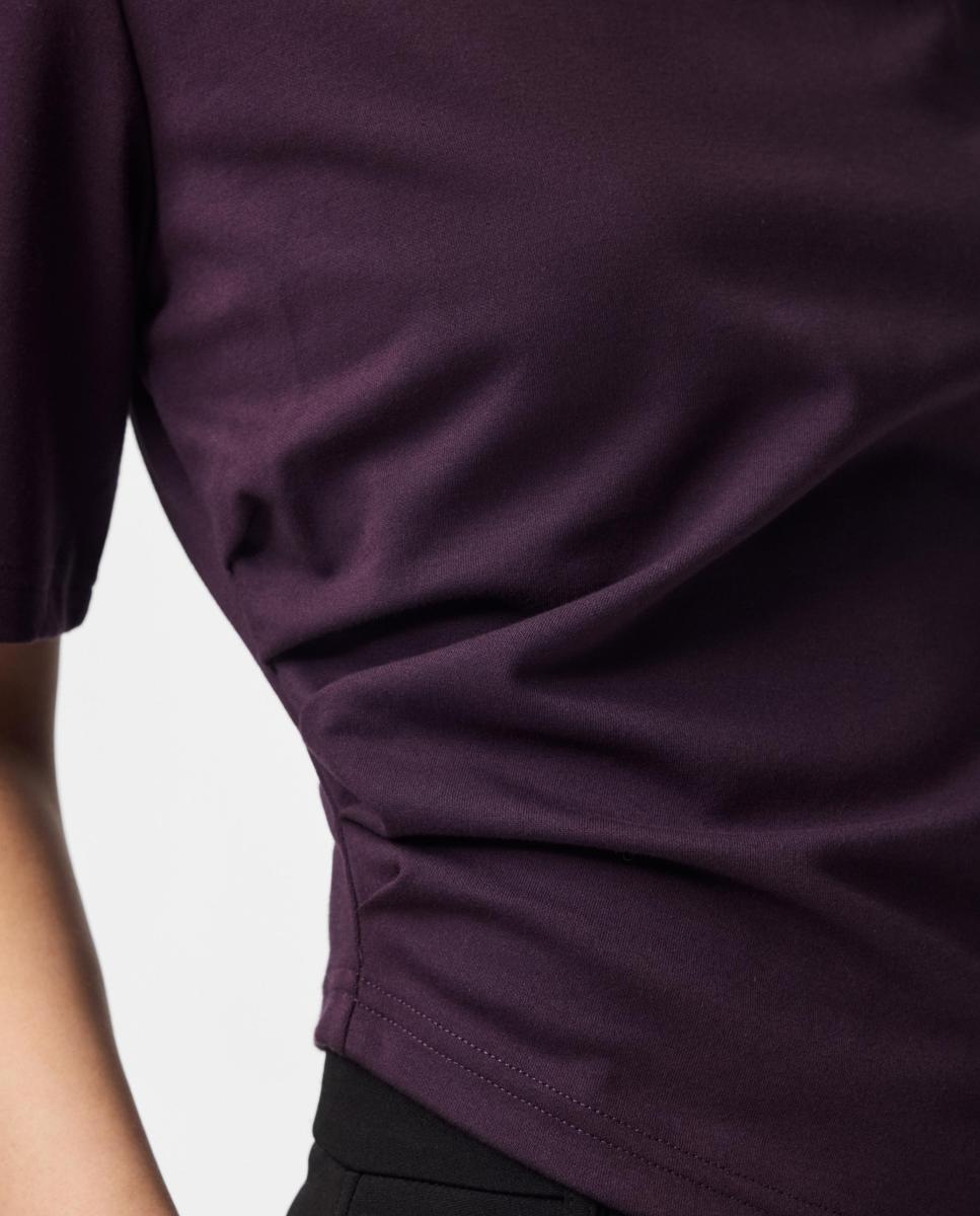Imagen 4 de Top drapeado de mujer con escote redondo - Pieces - Morado Morado