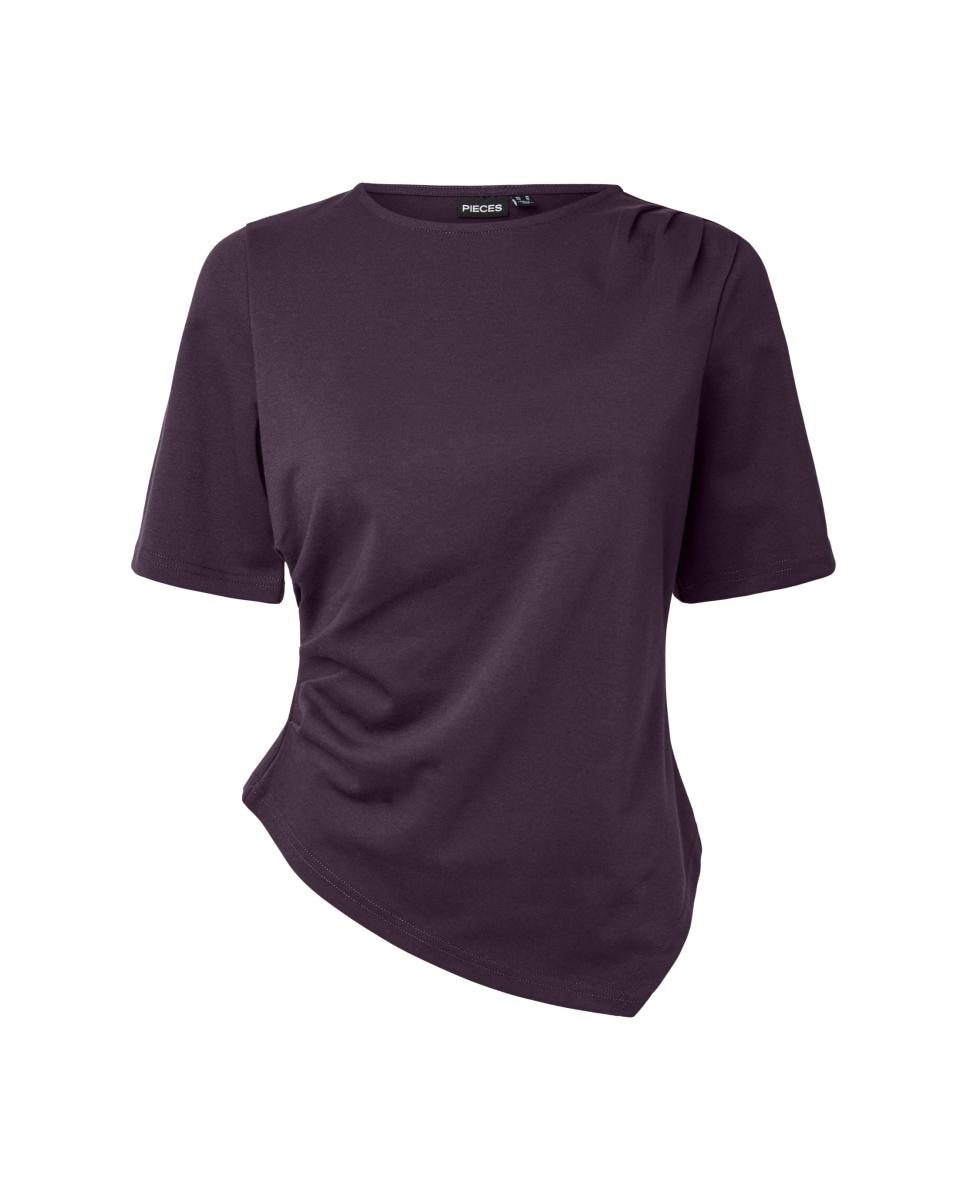 Imagen 5 de Top drapeado de mujer con escote redondo - Pieces - Morado Morado