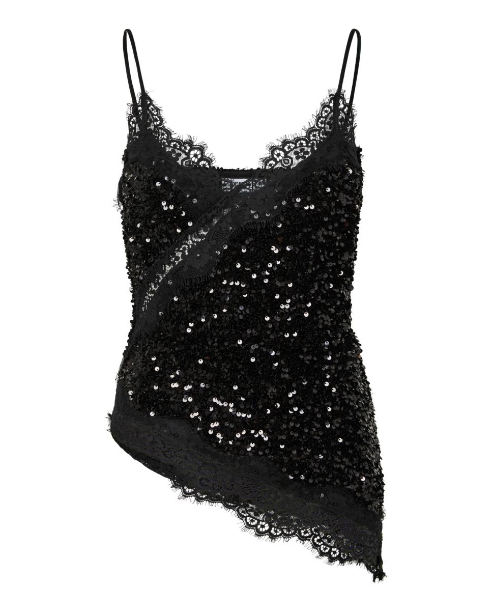 Imagen 5 de Top lencero de lentejuelas de mujer - Pieces - Negro Negro