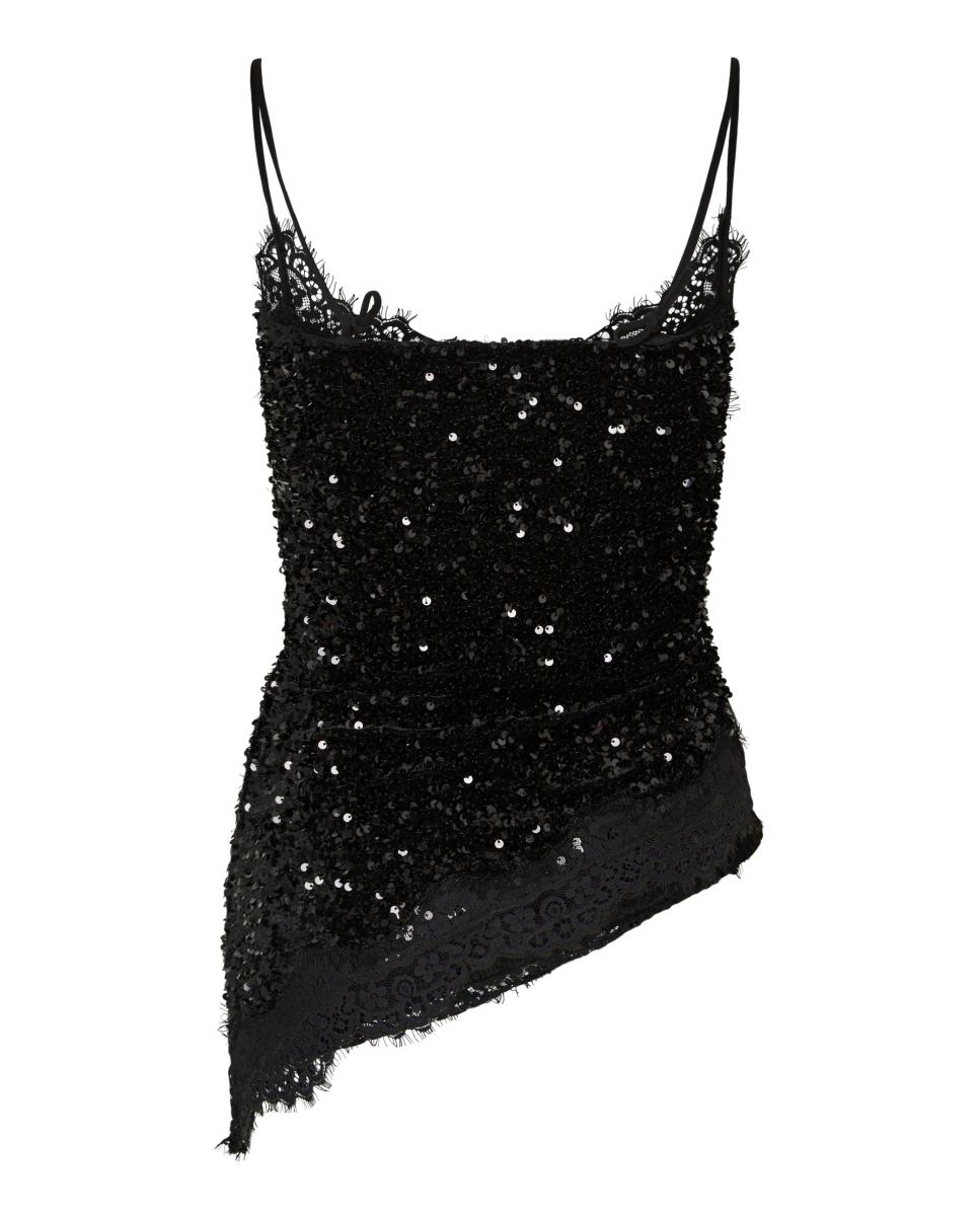 Imagen 6 de Top lencero de lentejuelas de mujer - Pieces - Negro Negro