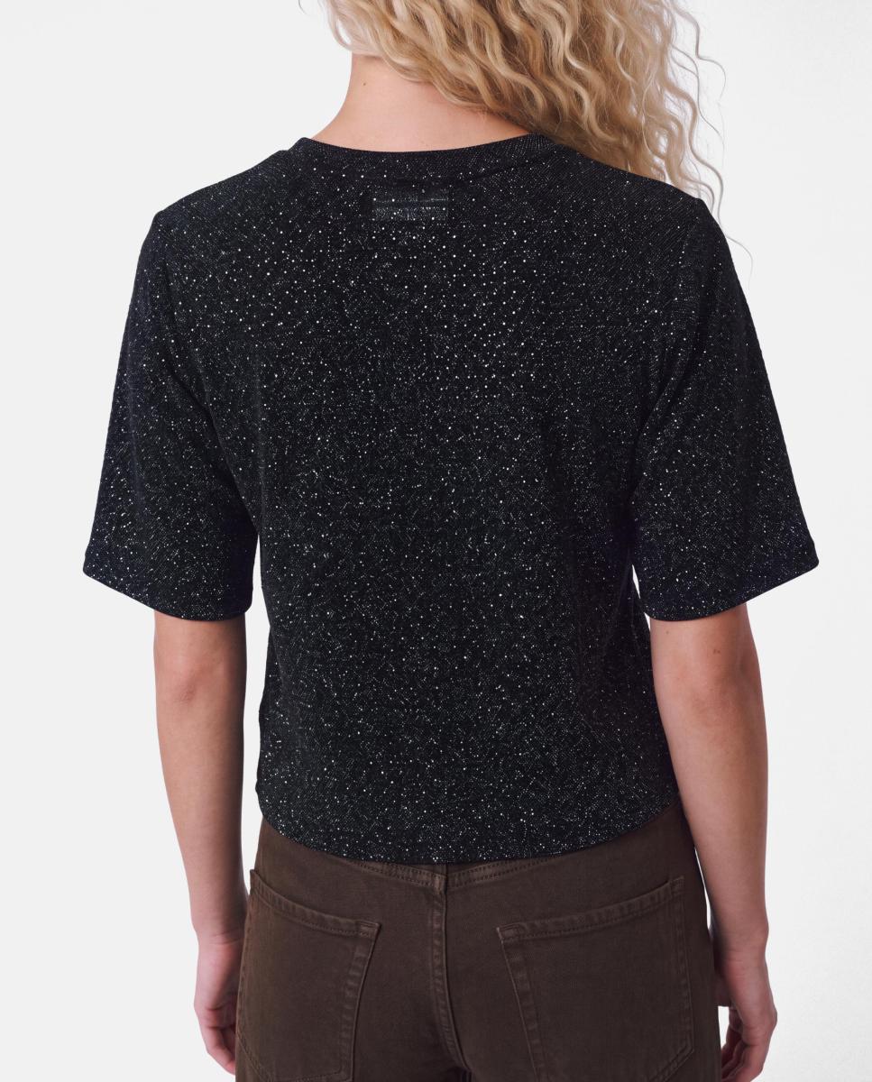Top de glitter de mujer - Pieces - Negro Negro-3
