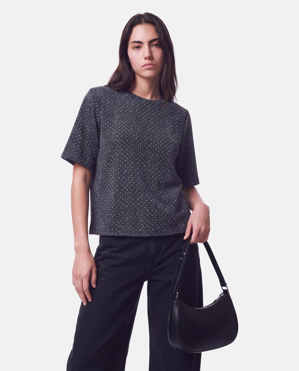 Imagen 1 de Top de glitter de mujer - Pieces - Gris oscuro Gris oscuro