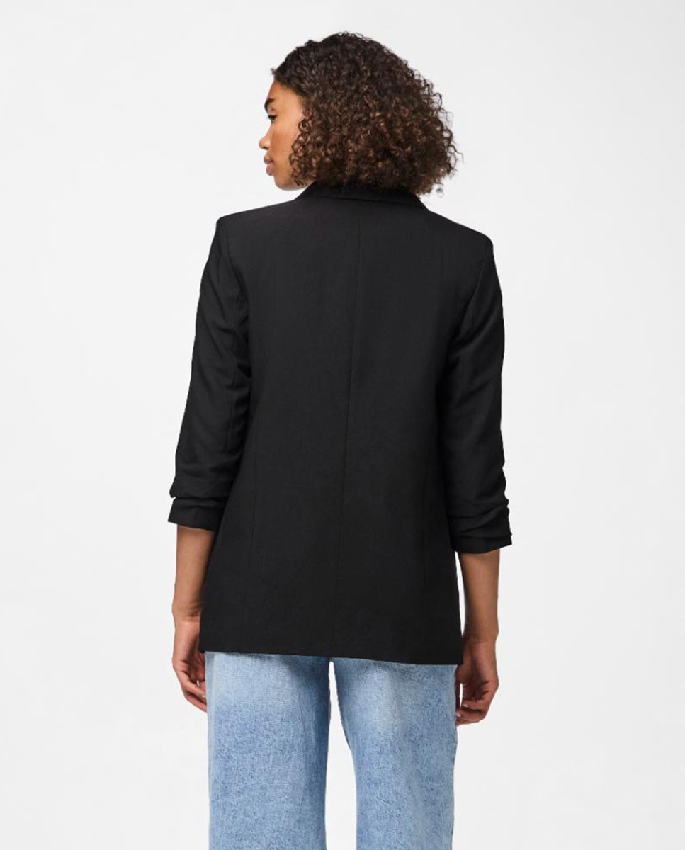 Blazer de mujer con mangas 3/4 y cuellos de solapa - Pieces - Negro Negro-2