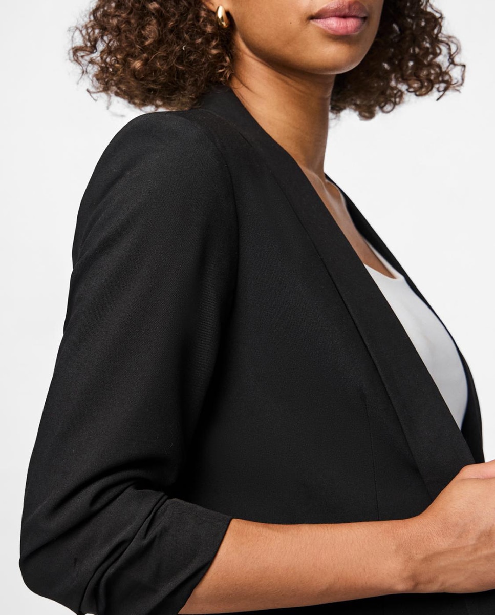 Blazer de mujer con mangas 3/4 y cuellos de solapa - Pieces - Negro Negro-3