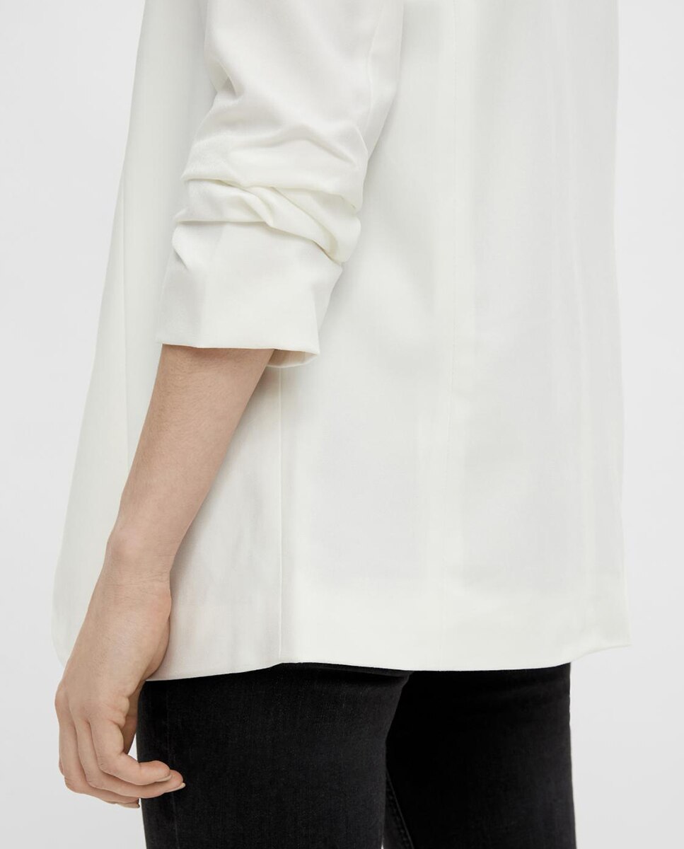 Blazer de mujer con mangas 3/4 y cuellos de solapa - Pieces - Blanco Blanco-4