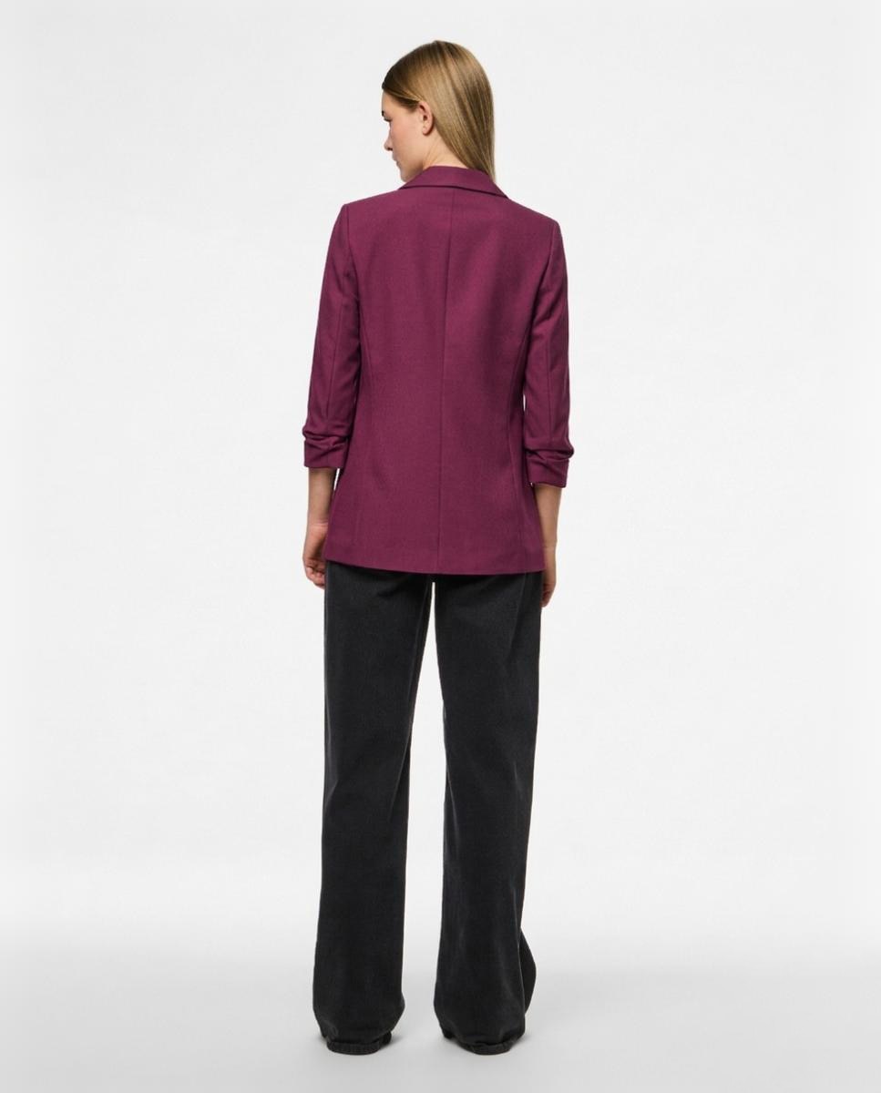 Blazer de mujer con mangas 3/4 y cuellos de solapa - Pieces - Granate Granate-2