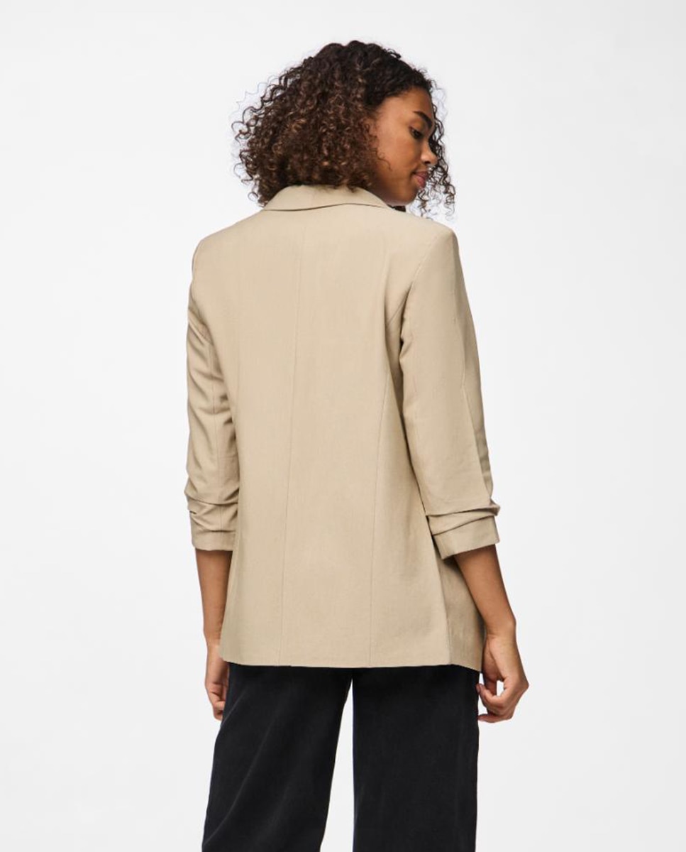 Blazer de mujer con mangas 3/4 y cuellos de solapa - Pieces - Beige Beige-2