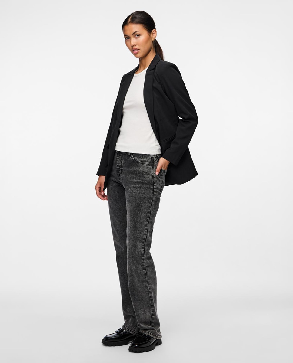 Blazer com lapelas e bolsos Preto-2