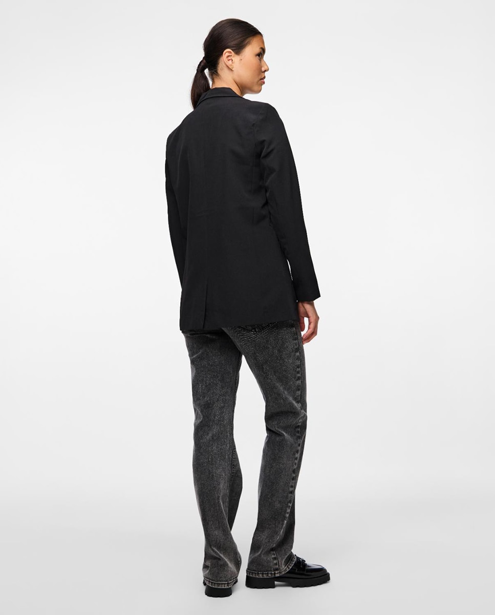 Blazer com lapelas e bolsos Preto-3