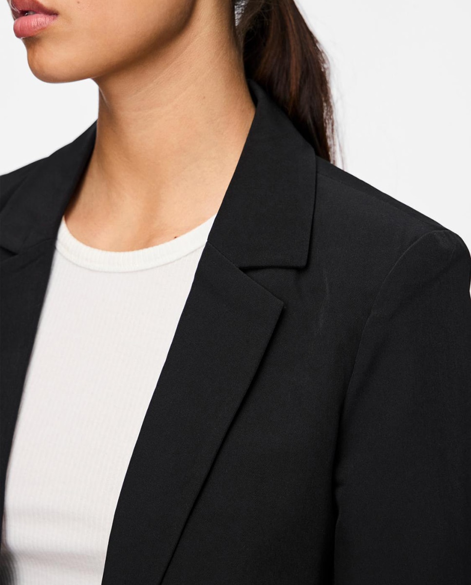 Blazer com lapelas e bolsos Preto-4