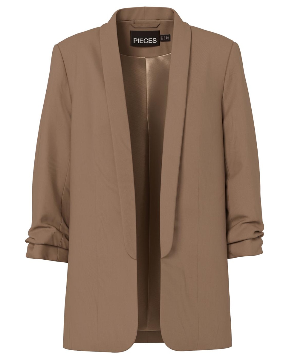 Blazer de mujer con mangas 3/4 y cuellos de solapa - Pieces - Caramelo Caramelo-4