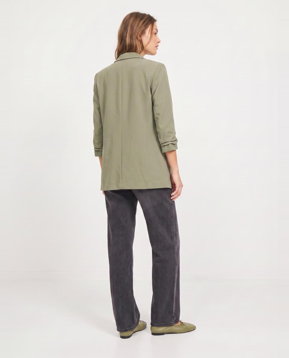 Blazer de mujer con mangas 3/4 y cuellos de solapa - Pieces - Kaki Kaki-2